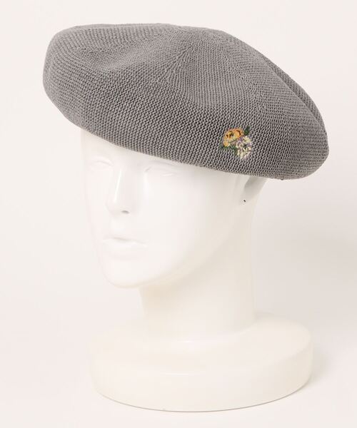SUPER HAKKA（スーパーハッカ）の「フラワーワンポイント刺繍クリスピーベレー帽（ハンチング/ベレー帽・レディース・ブラック/ネイビー/グレー・FREE）」の5枚目の写真