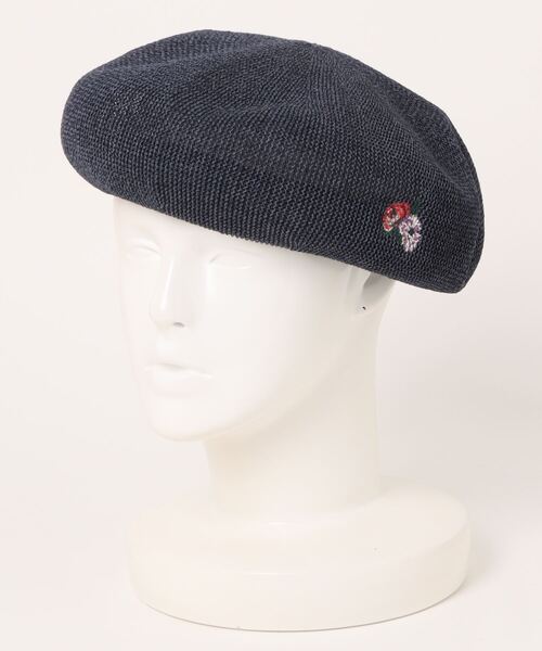 SUPER HAKKA（スーパーハッカ）の「フラワーワンポイント刺繍クリスピーベレー帽（ハンチング/ベレー帽・レディース・ブラック/ネイビー/グレー・FREE）」の6枚目の写真