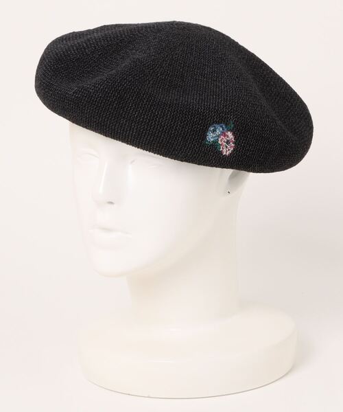 SUPER HAKKA（スーパーハッカ）の「フラワーワンポイント刺繍クリスピーベレー帽（ハンチング/ベレー帽・レディース・ブラック/ネイビー/グレー・FREE）」の7枚目の写真