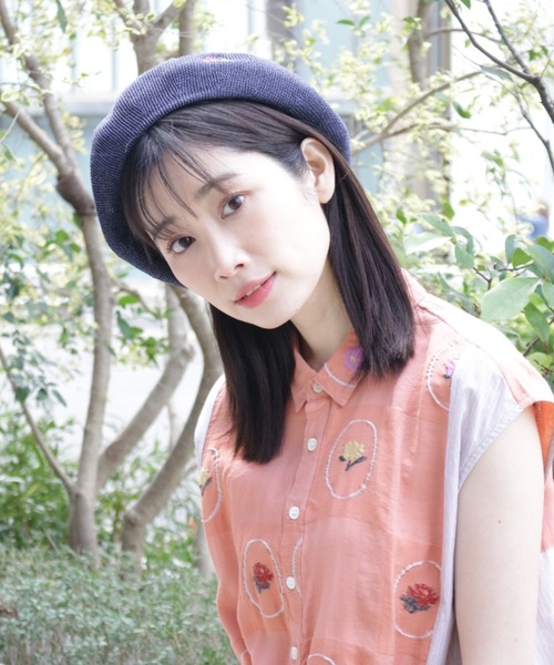 SUPER HAKKA（スーパーハッカ）の「フラワーワンポイント刺繍クリスピーベレー帽（ハンチング/ベレー帽・レディース・ブラック/ネイビー/グレー・FREE）」の13枚目の写真