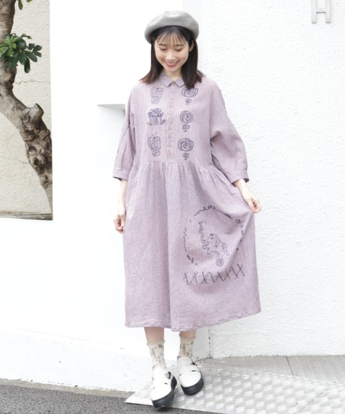 SUPER HAKKA（スーパーハッカ）の「フラワーワンポイント刺繍クリスピーベレー帽（ハンチング/ベレー帽・レディース・ブラック/ネイビー/グレー・FREE）」の20枚目の写真