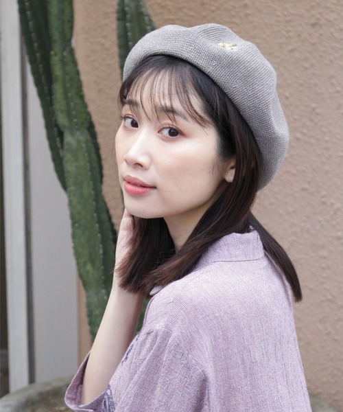 SUPER HAKKA（スーパーハッカ）の「フラワーワンポイント刺繍クリスピーベレー帽（ハンチング/ベレー帽・レディース・ブラック/ネイビー/グレー・FREE）」の14枚目の写真