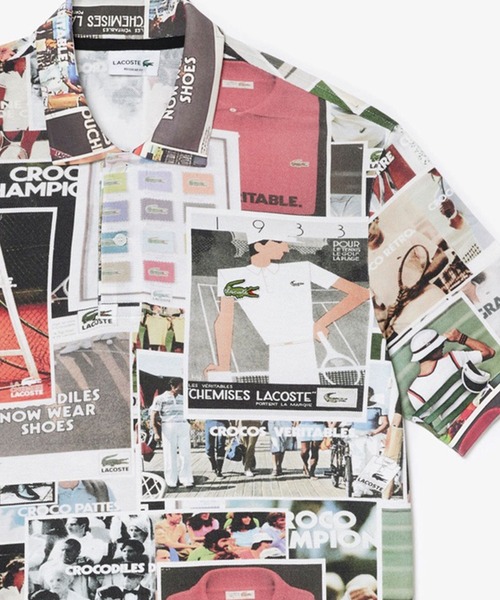 【セール】オーガニックコットン 鹿の子 総柄転写プリントポロシャツ（ポロシャツ）｜LACOSTE（ラコステ）