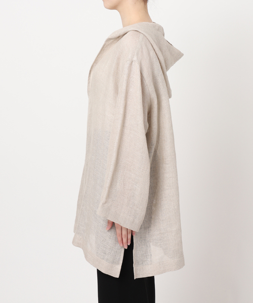 AP STUDIO（エーピーストゥディオ）の「リネンメッシュフーディ（シャツ/ブラウス・レディース・ブラック/アイボリー・FREE）」の14枚目の写真