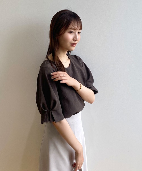 index（インデックス）の「《新色追加》タックスリーブブラウス【洗濯機洗い可/吸水速乾/防シワ/抗ピル】（シャツ/ブラウス・レディース・オレンジ系/サックスブルー/アイボリー/サンドベージュ/ネイビー/ライトブルー/ブラウン系その他・34/42/40/38/36）」の18枚目の写真