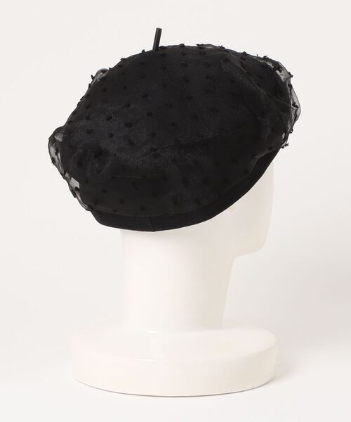 Mayree（メイリー）の「【resonance】ドット柄 チュール ベレー帽（ハンチング/ベレー帽・レディース・ブラック/アイボリー・FREE）」の9枚目の写真