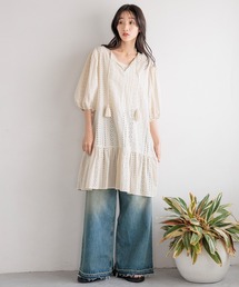 LOWRYS FARM | レースペプラムミニワンピースＳＳ　 110698(ワンピース)