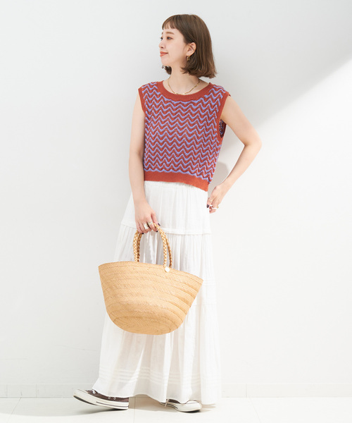 B.C STOCK（ベーセーストック）の「Gleamy/グリーミー ショートニットベスト（ベスト・レディース・レッド/パープル・FREE）」の3枚目の写真