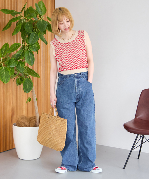 B.C STOCK（ベーセーストック）の「Gleamy/グリーミー ショートニットベスト（ベスト・レディース・レッド/パープル・FREE）」の20枚目の写真