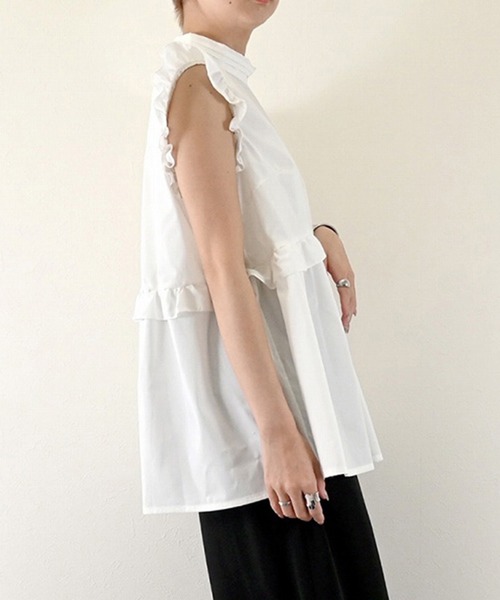 STYLEBLOCK（スタイルブロック）の「TCPUブロードペプラムフリルブラウス（シャツ/ブラウス・レディース・ホワイト/ブラック/ブルー・M）」の6枚目の写真