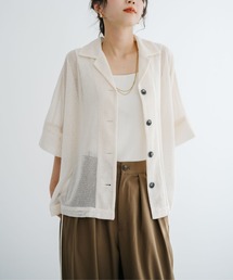 【refinedworks】 トレンドの透かし編みデザインのメッシュシャツ