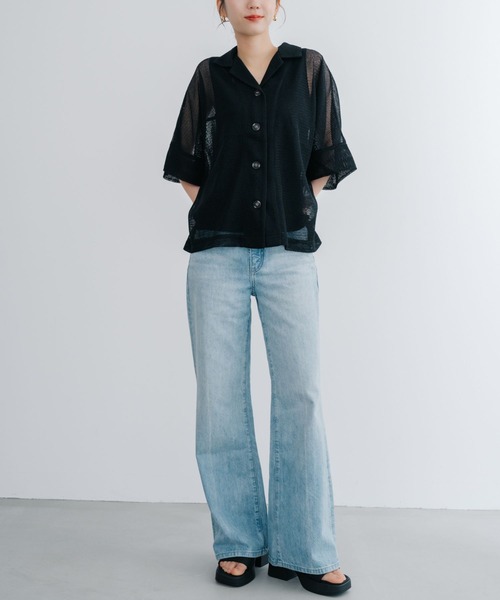 refinedworks(リファインドワークス)の「【refinedworks】 トレンドの透かし編みデザインのメッシュシャツ(シャツ/ブラウス・レディース・ブラック/アイボリー・FREE)」の15枚目の写真
