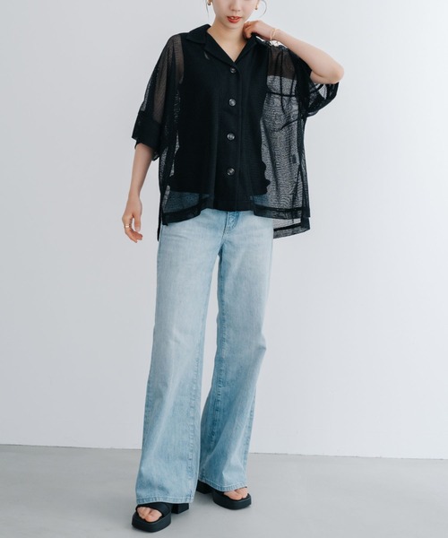 refinedworks(リファインドワークス)の「【refinedworks】 トレンドの透かし編みデザインのメッシュシャツ(シャツ/ブラウス・レディース・ブラック/アイボリー・FREE)」の16枚目の写真