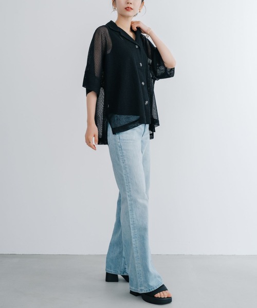 refinedworks(リファインドワークス)の「【refinedworks】 トレンドの透かし編みデザインのメッシュシャツ(シャツ/ブラウス・レディース・ブラック/アイボリー・FREE)」の17枚目の写真