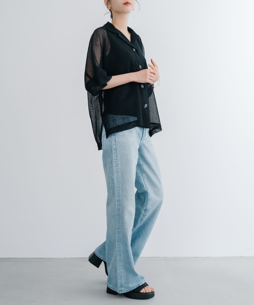 refinedworks(リファインドワークス)の「【refinedworks】 トレンドの透かし編みデザインのメッシュシャツ(シャツ/ブラウス・レディース・ブラック/アイボリー・FREE)」の18枚目の写真