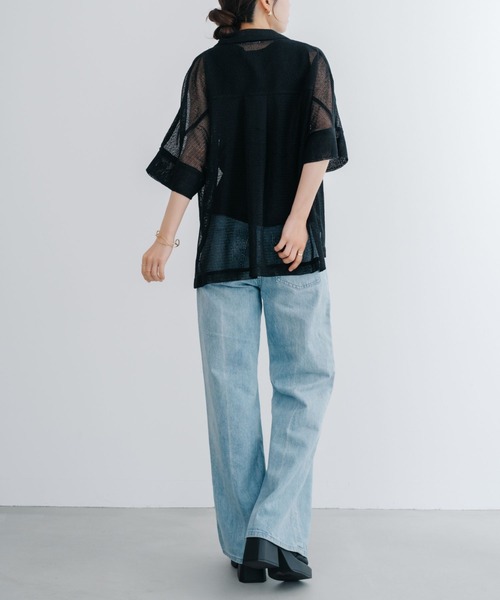 refinedworks(リファインドワークス)の「【refinedworks】 トレンドの透かし編みデザインのメッシュシャツ(シャツ/ブラウス・レディース・ブラック/アイボリー・FREE)」の20枚目の写真