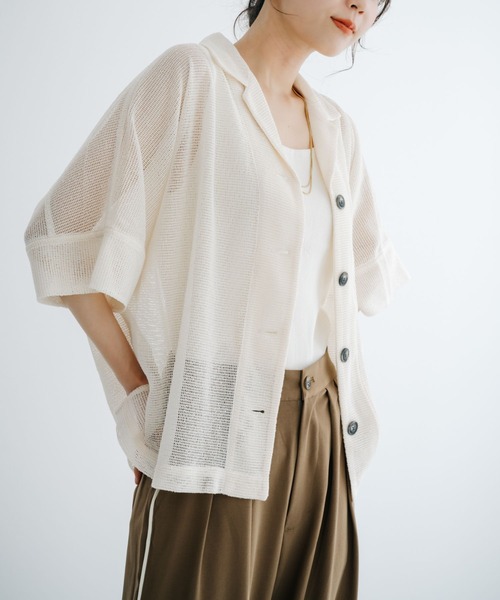 refinedworks(リファインドワークス)の「【refinedworks】 トレンドの透かし編みデザインのメッシュシャツ(シャツ/ブラウス・レディース・ブラック/アイボリー・FREE)」の3枚目の写真