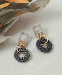 アクリル×ラタンリングピアス