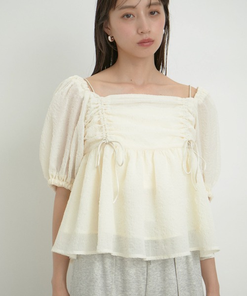 VIS（ビス）の「【2WAY】リボンディテールオフショルブラウス（シャツ/ブラウス・レディース・ブラック/ライトグリーン/ホワイト系その他7・FREE）」の2枚目の写真