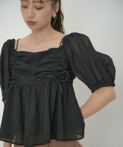 VIS（ビス）の「【2WAY】リボンディテールオフショルブラウス（シャツ/ブラウス・レディース・ブラック/ライトグリーン/ホワイト系その他7・FREE）」の3枚目の写真