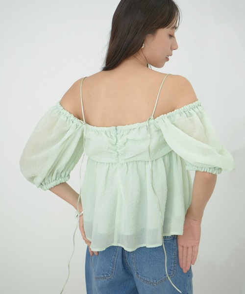 VIS（ビス）の「【2WAY】リボンディテールオフショルブラウス（シャツ/ブラウス・レディース・ブラック/ライトグリーン/ホワイト系その他7・FREE）」の22枚目の写真