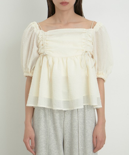 VIS（ビス）の「【2WAY】リボンディテールオフショルブラウス（シャツ/ブラウス・レディース・ブラック/ライトグリーン/ホワイト系その他7・FREE）」の12枚目の写真
