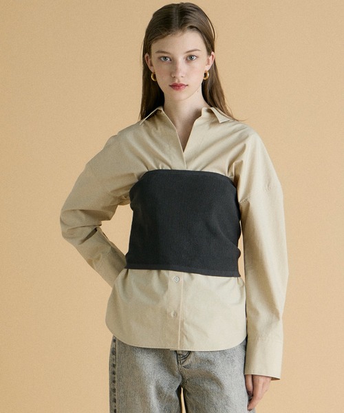 INED CLARO（イネドクラロ）の「ニットビスチェ（ニット/セーター・レディース・ベージュ/チャコールグレー・フリー）」の10枚目の写真