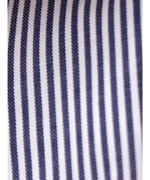 Perfect Suit FActory(パーフェクトスーツファクトリー)の「【形態安定】長袖ワイシャツ【クラシコ】ラウンドカラー ストライプ ネイビー(ビジネスシャツ・メンズ・ネイビー・首回り37cm-裄丈80cm/首回り43cm-裄丈86cm/首回り41cm-裄丈84cm/首回り39cm-裄丈82cm)」の2枚目の写真