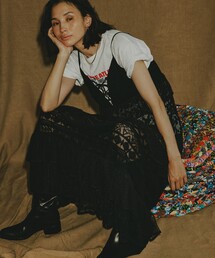 Freada/フリーダ パッチワーク 三段 レース ティアード キャミワンピース