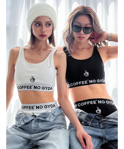 GYDA(ジェイダ)の「NO COFFEE NO GYDAビスチェ(キャミソール・レディース・オフホワイト/ブラック・SMALL)」の5枚目の写真