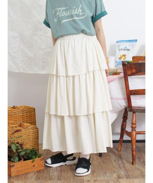 モモちゃん✦BRIEFING ✦スカート✦ホワイト✦M Samansa Mos2（サマンサ モスモス）の「【接触冷感】カットティアード