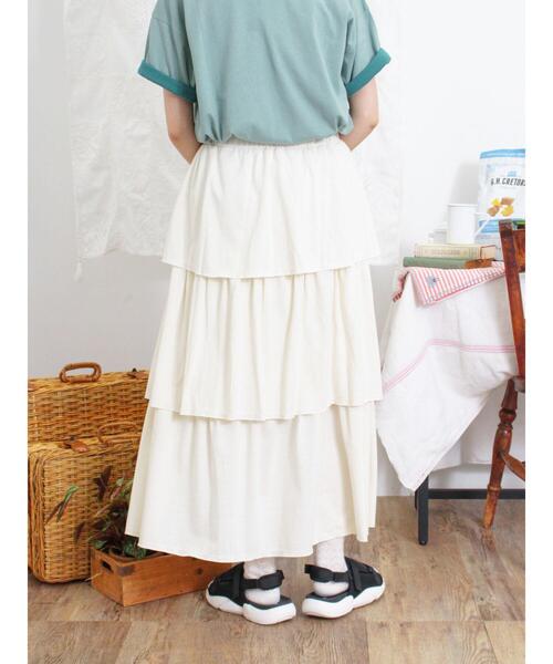 Samansa Mos2(サマンサ モスモス)の「【接触冷感】カットティアードスカート(スカート・レディース・オフホワイト/ブラック/パープル/カーキ・F)」の6枚目の写真