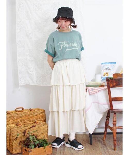 Samansa Mos2(サマンサ モスモス)の「【接触冷感】カットティアードスカート(スカート・レディース・オフホワイト/ブラック/パープル/カーキ・F)」の5枚目の写真