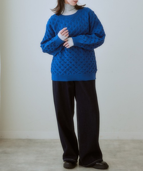 nissen（ニッセン）の「【販売終了】クルーネックポコポコニット（ニット/セーター・レディース・ブルー/ブラック/オレンジ・LL/L/M/S）」の15枚目の写真