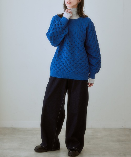 nissen（ニッセン）の「【販売終了】クルーネックポコポコニット（ニット/セーター・レディース・ブルー/ブラック/オレンジ・LL/L/M/S）」の17枚目の写真