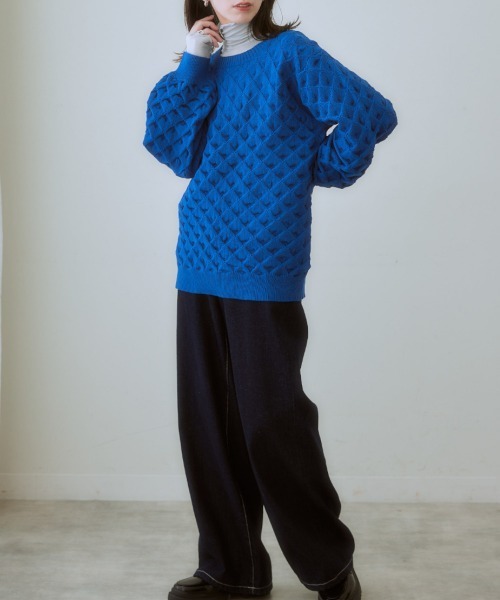 nissen（ニッセン）の「【販売終了】クルーネックポコポコニット（ニット/セーター・レディース・ブルー/ブラック/オレンジ・LL/L/M/S）」の18枚目の写真