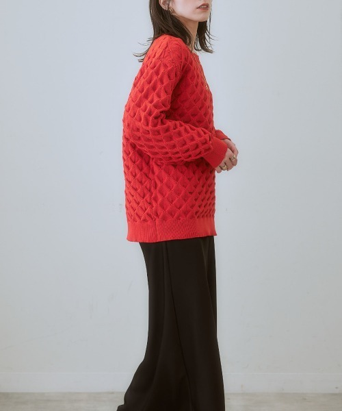 nissen（ニッセン）の「【販売終了】クルーネックポコポコニット（ニット/セーター・レディース・ブルー/ブラック/オレンジ・LL/L/M/S）」の5枚目の写真