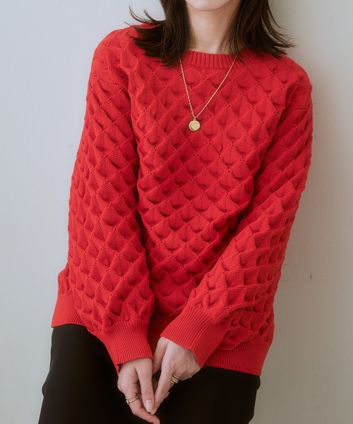 nissen（ニッセン）の「【販売終了】クルーネックポコポコニット（ニット/セーター・レディース・ブルー/ブラック/オレンジ・LL/L/M/S）」の6枚目の写真