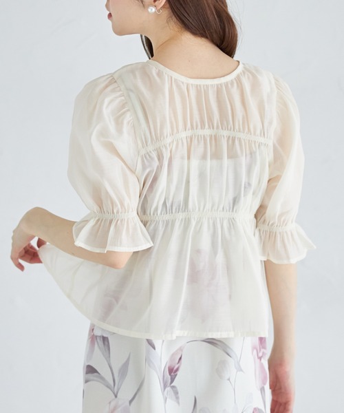 tocco closet(トッコ クローゼット)の「前後2WAYシアーリボンブラウス(シャツ/ブラウス・レディース・アイボリー/ブラック/ピンク・M)」の8枚目の写真