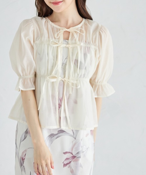 tocco closet(トッコ クローゼット)の「前後2WAYシアーリボンブラウス(シャツ/ブラウス・レディース・アイボリー/ブラック/ピンク・M)」の6枚目の写真