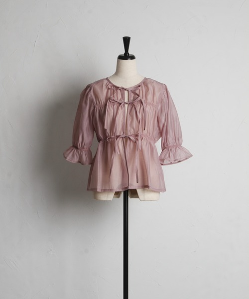 tocco closet(トッコ クローゼット)の「前後2WAYシアーリボンブラウス(シャツ/ブラウス・レディース・アイボリー/ブラック/ピンク・M)」の20枚目の写真