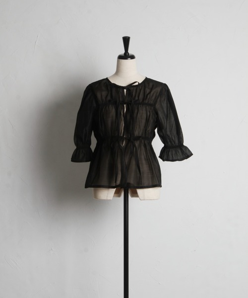 tocco closet(トッコ クローゼット)の「前後2WAYシアーリボンブラウス(シャツ/ブラウス・レディース・アイボリー/ブラック/ピンク・M)」の19枚目の写真