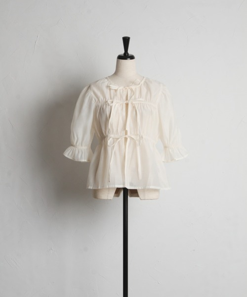 tocco closet(トッコ クローゼット)の「前後2WAYシアーリボンブラウス(シャツ/ブラウス・レディース・アイボリー/ブラック/ピンク・M)」の18枚目の写真