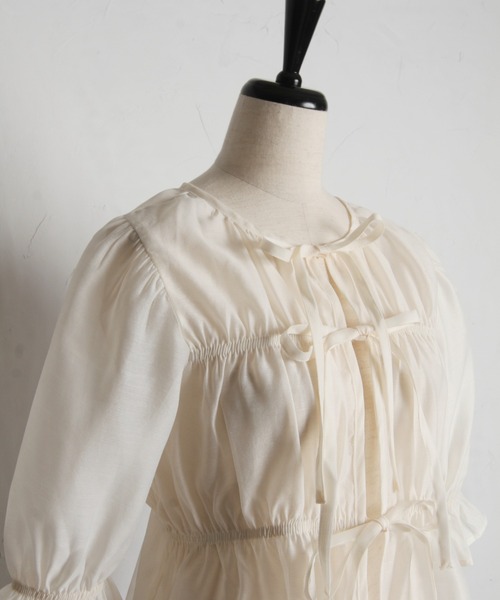 tocco closet(トッコ クローゼット)の「前後2WAYシアーリボンブラウス(シャツ/ブラウス・レディース・アイボリー/ブラック/ピンク・M)」の14枚目の写真
