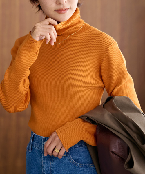 JOURNAL STANDARD relume（ジャーナルスタンダード　レリューム）の「《追加》スイスオーガニックコットンタートルネックプルオーバー（ニット/セーター・レディース・ブラウン/ホワイト/ブラック/イエロー/ブルー系その他/オレンジ系その他・FREE）」の6枚目の写真