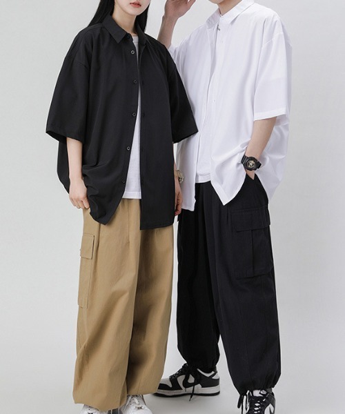 GENXDER(ノンジェンダー)の「【GENXDER】涼感オーバーサイズシャツ (SS)(シャツ/ブラウス・メンズ・ダークグレー/ホワイト/ブラック・X-LARGE/XX-LARGE/XXX-LARGE)」の12枚目の写真