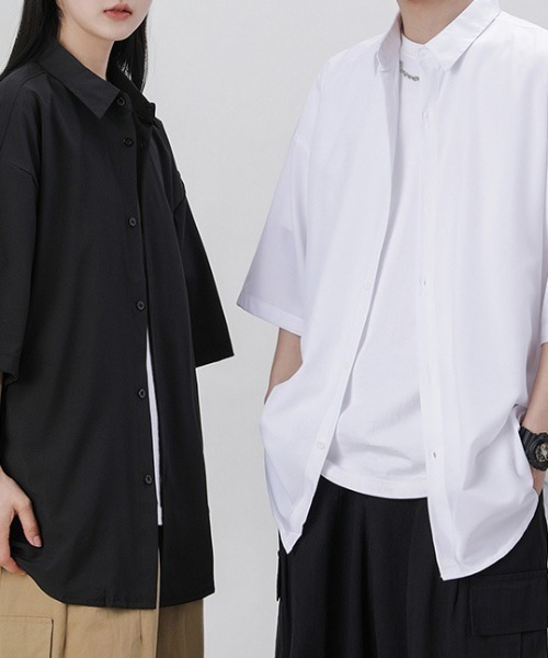 GENXDER(ノンジェンダー)の「【GENXDER】涼感オーバーサイズシャツ (SS)(シャツ/ブラウス・メンズ・ダークグレー/ホワイト/ブラック・X-LARGE/XX-LARGE/XXX-LARGE)」の14枚目の写真