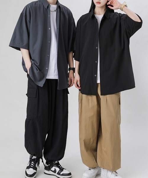 GENXDER(ノンジェンダー)の「【GENXDER】涼感オーバーサイズシャツ (SS)(シャツ/ブラウス・メンズ・ダークグレー/ホワイト/ブラック・X-LARGE/XX-LARGE/XXX-LARGE)」の13枚目の写真