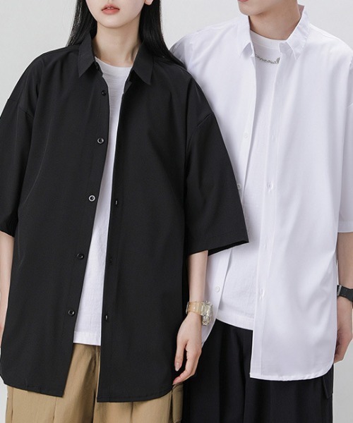 GENXDER(ノンジェンダー)の「【GENXDER】涼感オーバーサイズシャツ (SS)(シャツ/ブラウス・メンズ・ダークグレー/ホワイト/ブラック・X-LARGE/XX-LARGE/XXX-LARGE)」の10枚目の写真