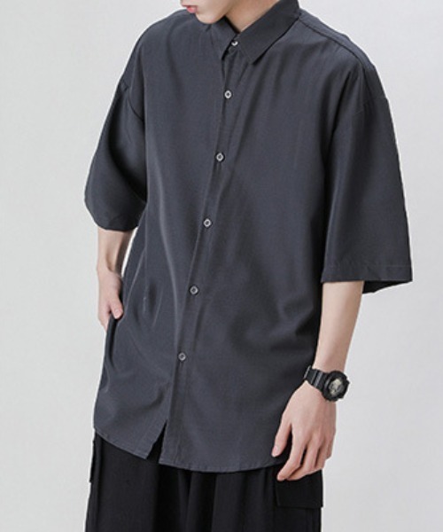 GENXDER(ノンジェンダー)の「【GENXDER】涼感オーバーサイズシャツ (SS)(シャツ/ブラウス・メンズ・ダークグレー/ホワイト/ブラック・X-LARGE/XX-LARGE/XXX-LARGE)」の8枚目の写真